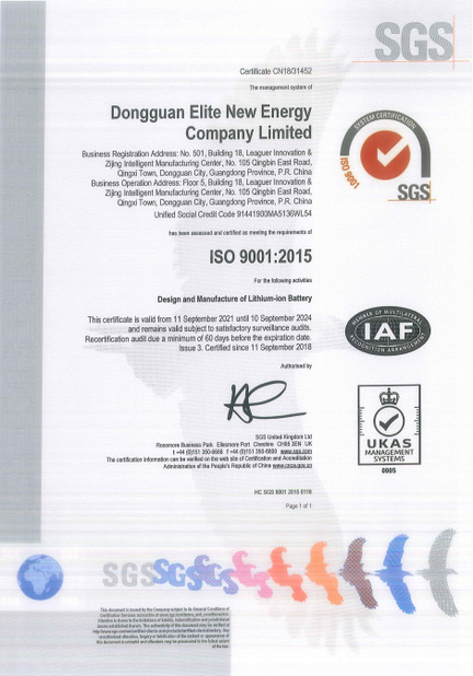 Κίνα Shenzhen Elite New Energy Co., Ltd. Πιστοποιήσεις